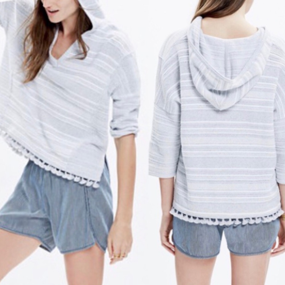 Madewell hooded pullover w/ pom-poms